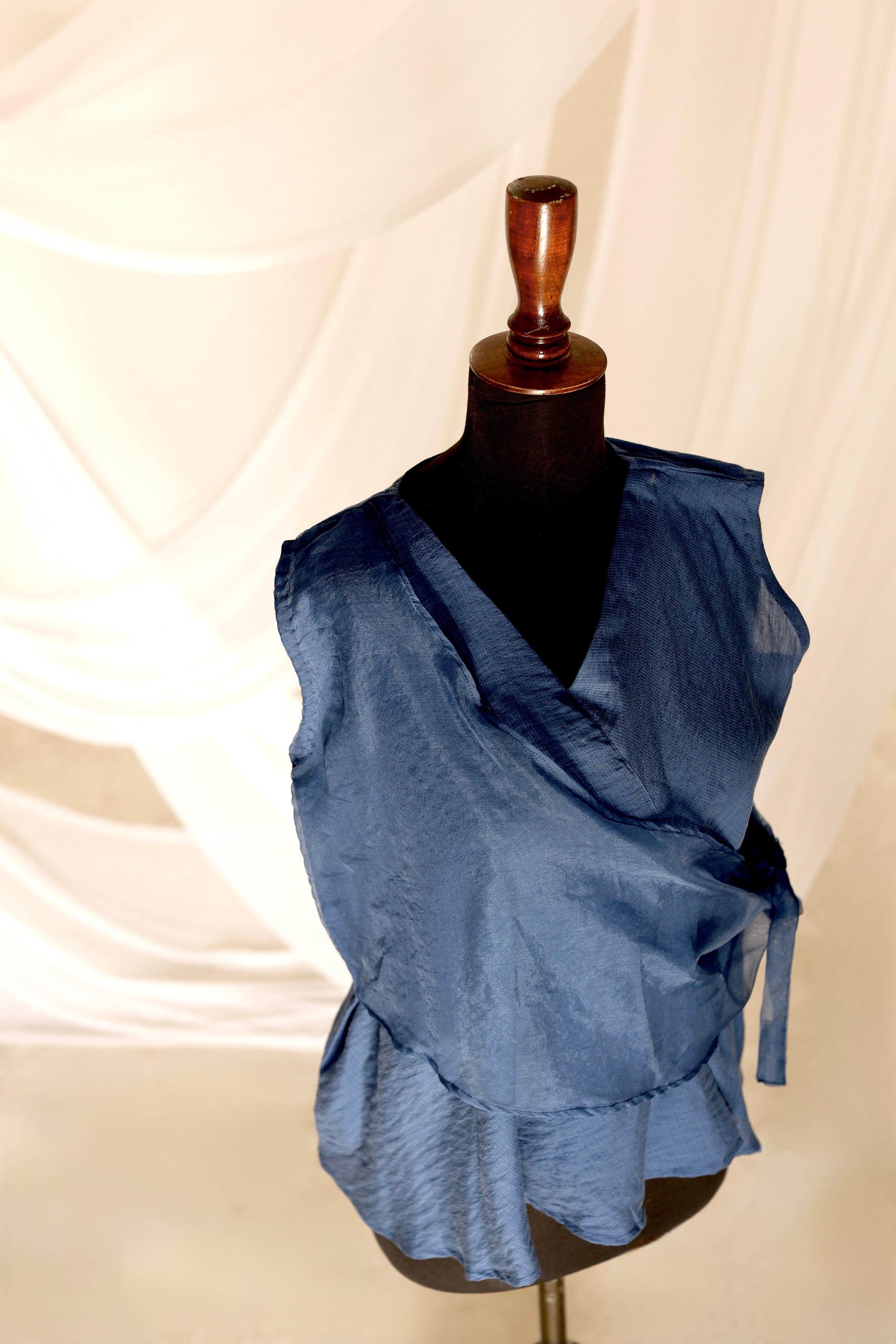 Liana Blue Surplice Top