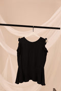 Aurora Midnight Ruffle Linen Top