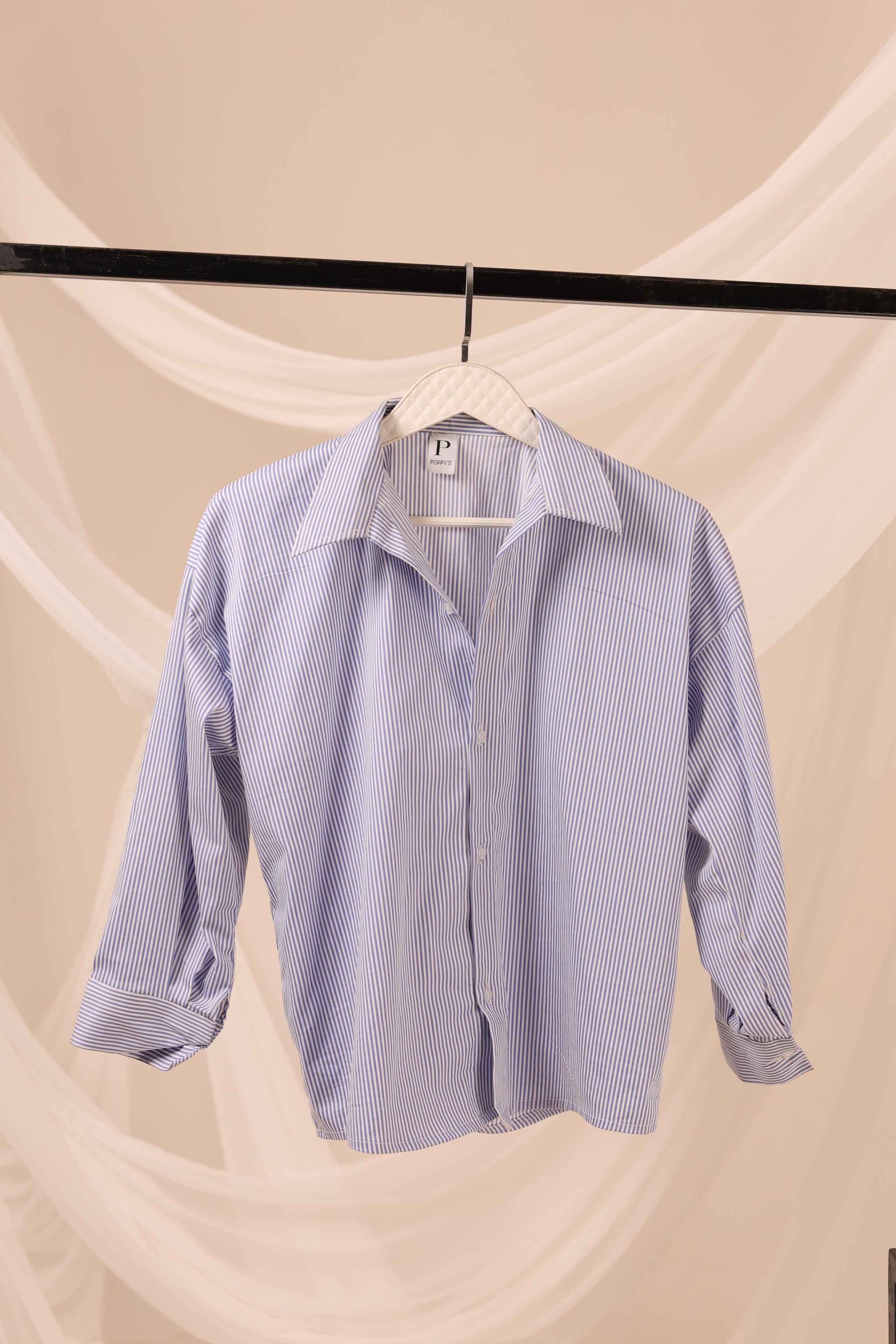 Sea Breeze Stripe Cotton Button-Down Shirt